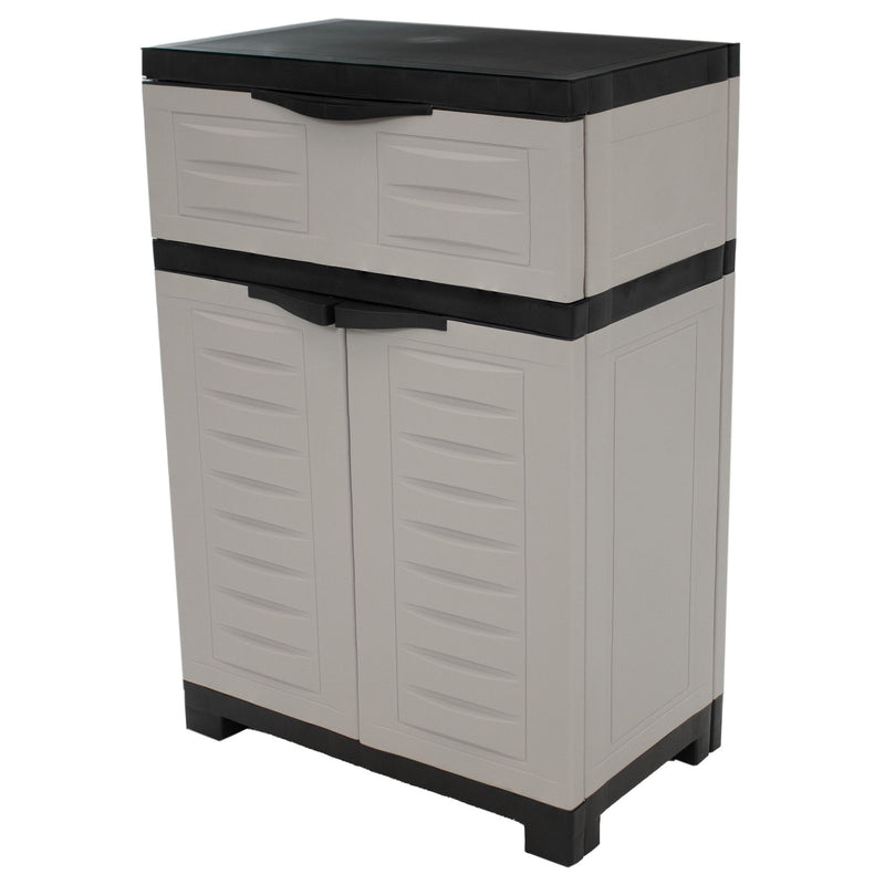 35" Heavy Duty Plastic Two Door One Drawer Utility Cabinet - Gray