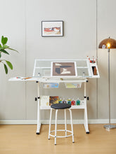 Load image into Gallery viewer, Adjustable Tempered Glass Drafting Printing Table With Chair
