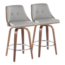 Load image into Gallery viewer, Gianna - Mid-Century Modern Fixed Height Stool With Swivel With Round Footrest (Set of 2)
