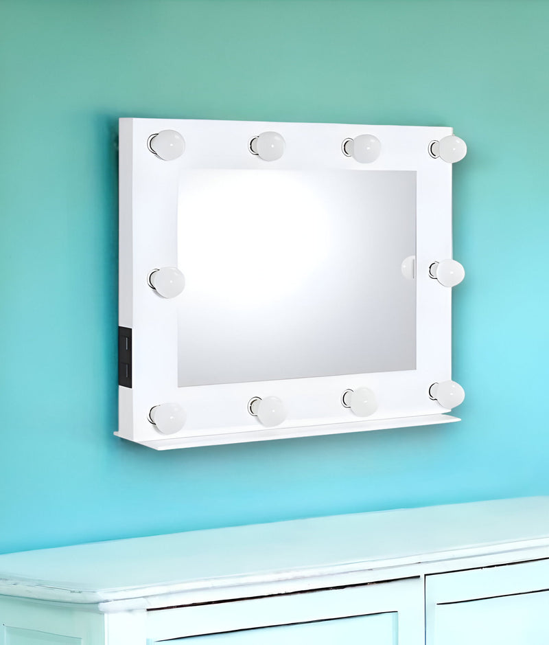 26" Metal Framed Mounted Accent Mirror - White