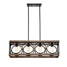 Load image into Gallery viewer, Kitchen Island Lights Ceiling Light Farmhouse Dining Room Light Fixture, Wood And Metal Rectangular Ceiling Light, Ceiling Lighting For Living Room, Conference Room, Home Office
