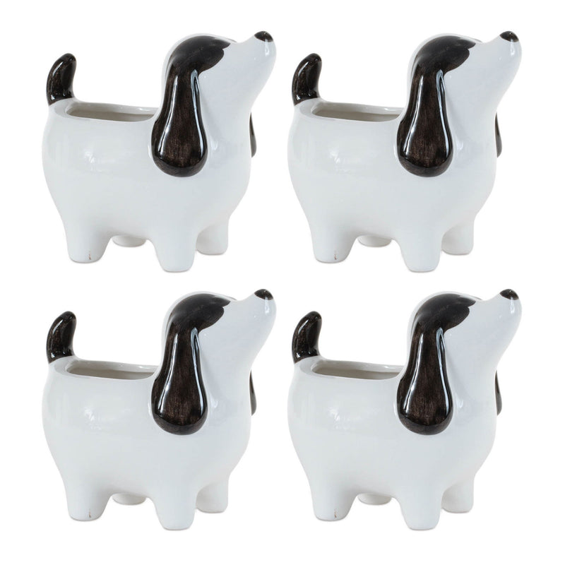 Poly Dog Planters (Set of 4) - Black / White