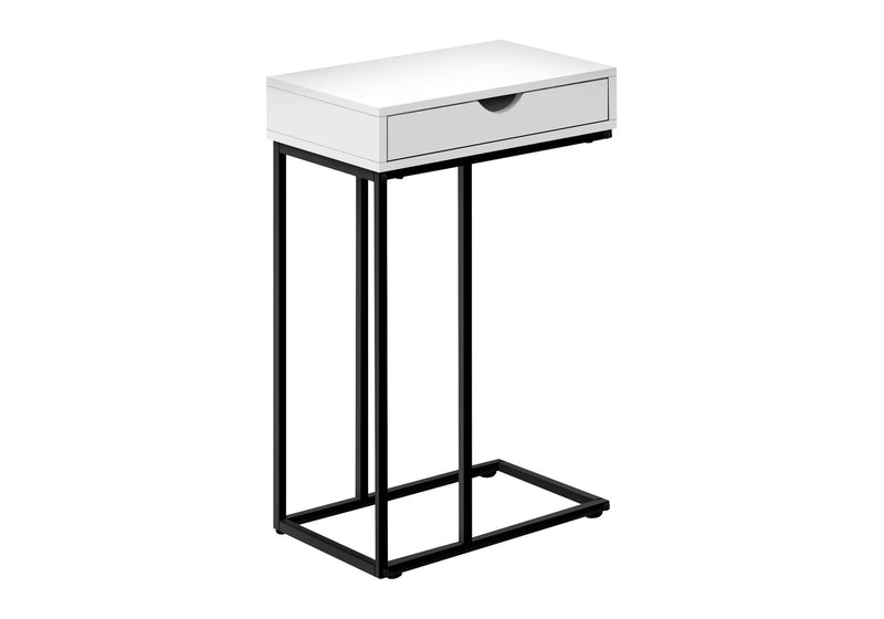 Laminate And Iron End Table With Drawer - White And Black