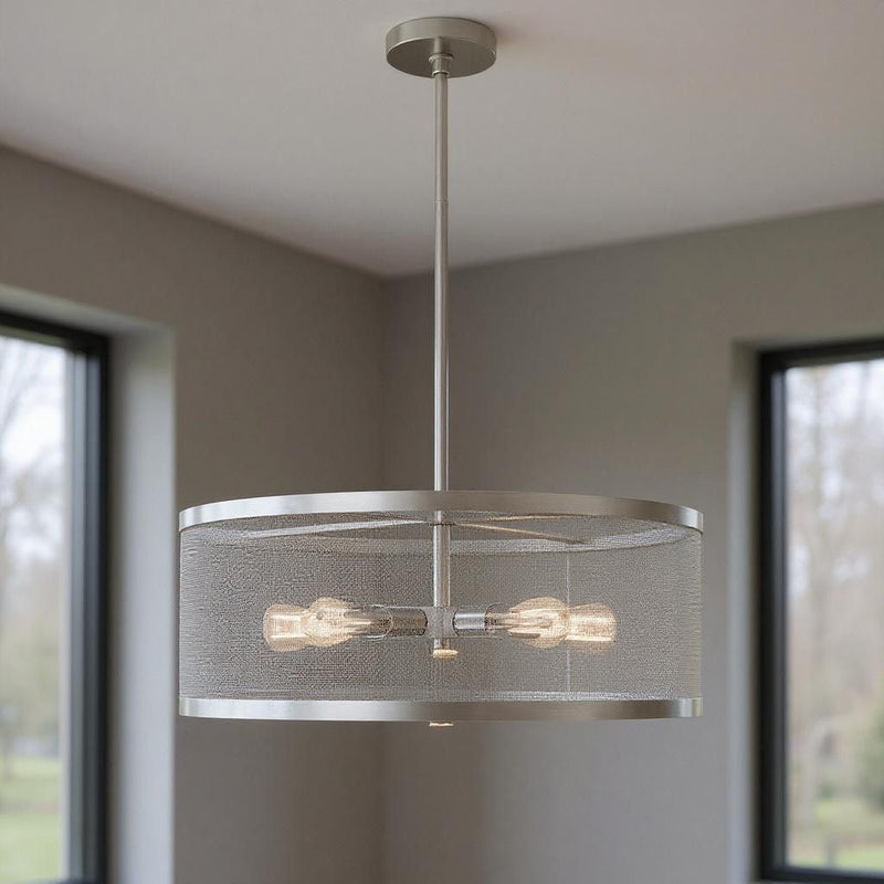 18'' Five Light Dimmable Chandelier With Shades - Nickel