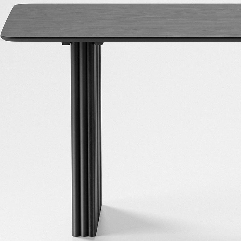 Wood Double Pedestal Base Dining Table - Black