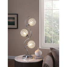 Load image into Gallery viewer, Vandy - 3 Light Curvy Table Lamp With Orb Shades - Chrome
