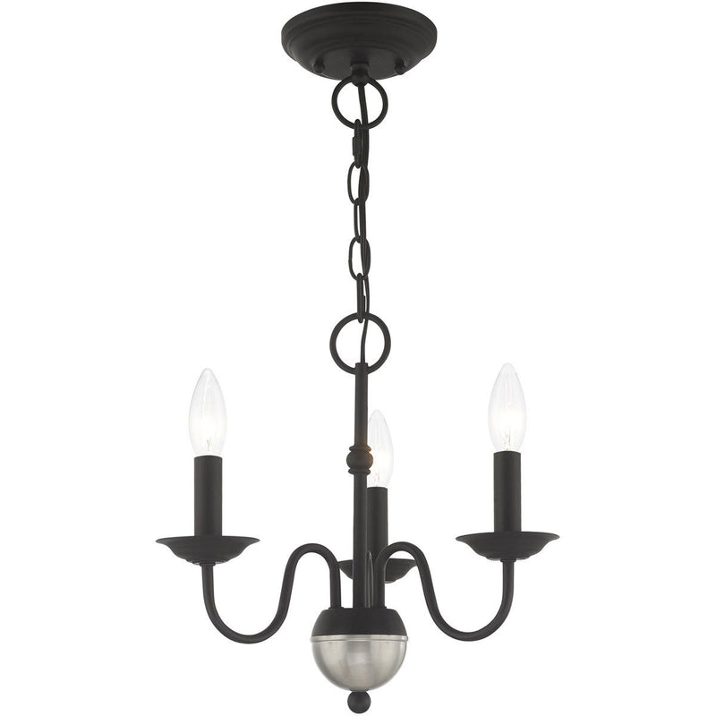13" Three Light Dimmable Chandelier With Shades - Black
