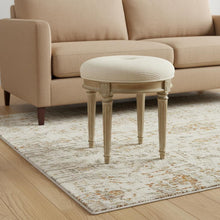 Load image into Gallery viewer, Polyester Blend Ottoman - Ivory / Brown
