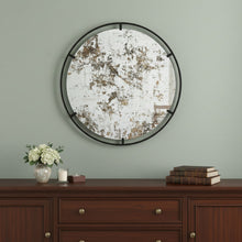 Load image into Gallery viewer, 32" Round Framed Iron Accent Mirror - Black
