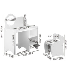 Load image into Gallery viewer, Kids Vanity Table With Mirror And Chair, Dressing Makeup Desk With Storage Shelves - White
