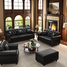 Load image into Gallery viewer, Upholstered Sofa With Nailhead Trim, Rolled Armrests With Ottoman
