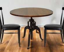 Load image into Gallery viewer, Adjustable Height And Solid Wood And Iron Pedestal Base Round Top Dining Table - Chestnut
