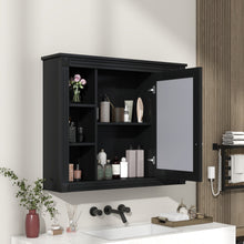 Load image into Gallery viewer, Wall-Mounted Bathroom Storage Cabinet With Mirror, 6 Open Shelves - Black
