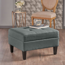 Load image into Gallery viewer, Classic Fabric Ottoman With Birch Wood Legs And High Quality Foam Padding - Charcoal
