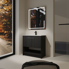 Load image into Gallery viewer, Modern Bathroom Vanity With Ceramic Sink, Freestanding Cabinet, Soft Closing Doors
