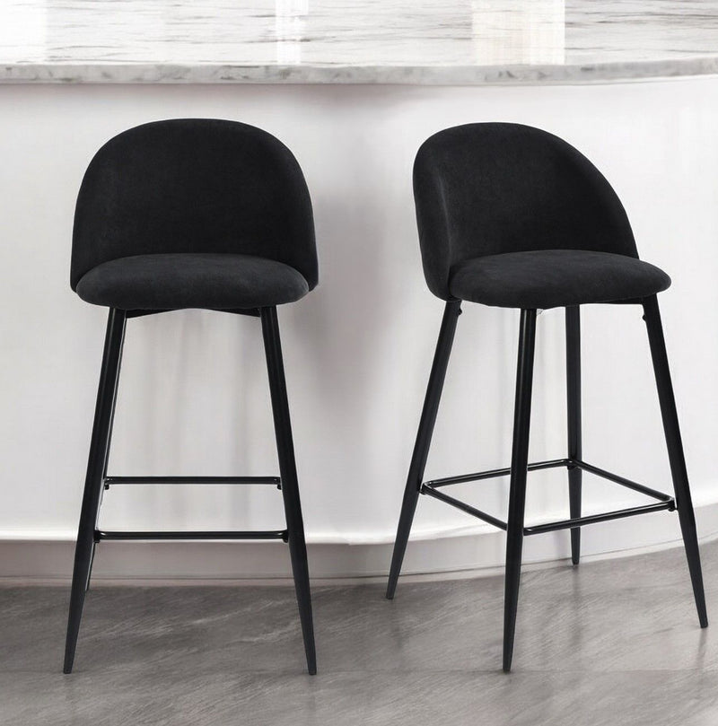 Steel Low Back Counter Height Bar Chairs (Set of 2) - Blue / Black