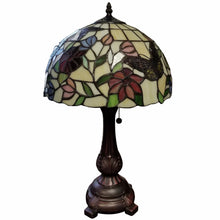 Load image into Gallery viewer, Metal Candlestick Table Lamp With Red And Black Dome Shade - Dark Brown
