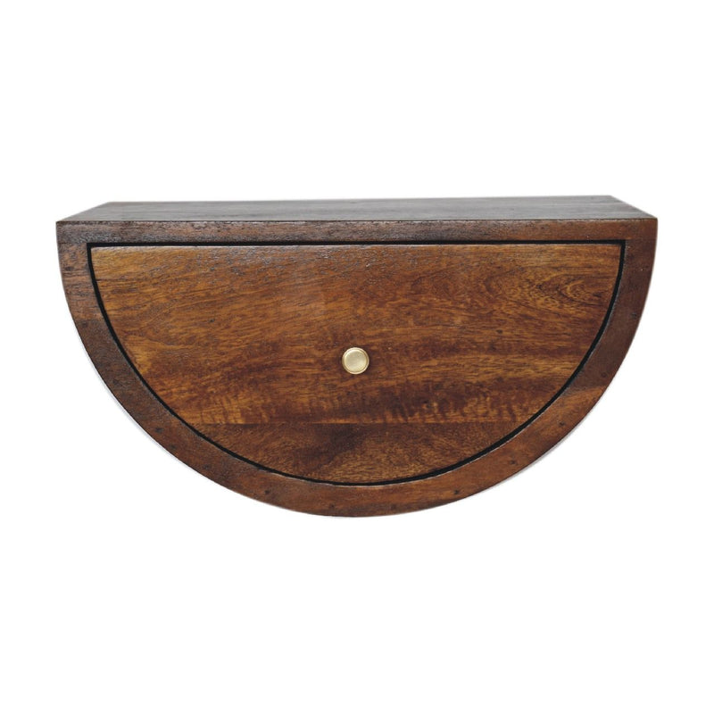 18" Chestnut Solid Wood One Drawer Half Moon Floating Nightstand - Light Brown