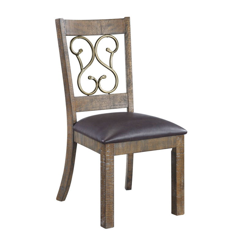 Redwood Upholstered Faux Leather Open Back Dining Side Chairs (Set of 2) - Black / Red