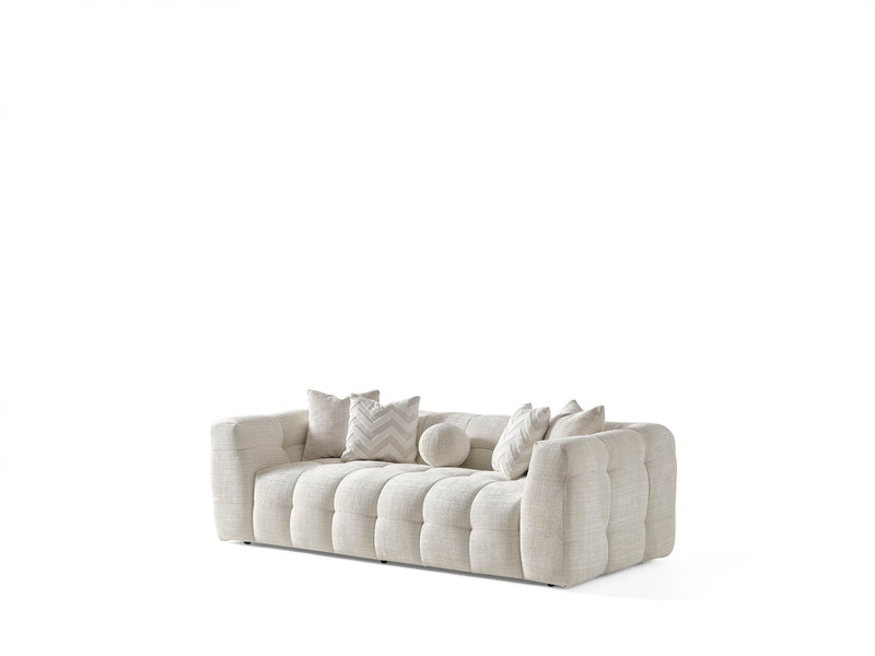 Chenille Sofa With Toss Pillows - Beige
