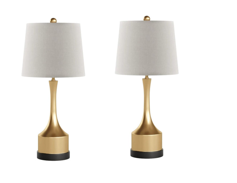 Table Lamps With Empire Shades (Set of 2) - Brass