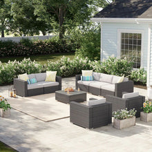 Load image into Gallery viewer, 7 Person Outdoor Seating Group With Cushions - Gray / Silver
