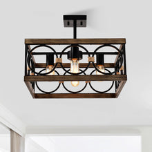 Load image into Gallery viewer, Kitchen Island Lights Ceiling Light Farmhouse Dining Room Light Fixture, Wood And Metal Rectangular Ceiling Light, Ceiling Lighting For Living Room, Conference Room, Home Office
