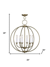 Load image into Gallery viewer, Six Light Metal Dimmable Chandelier With Shades - Brass
