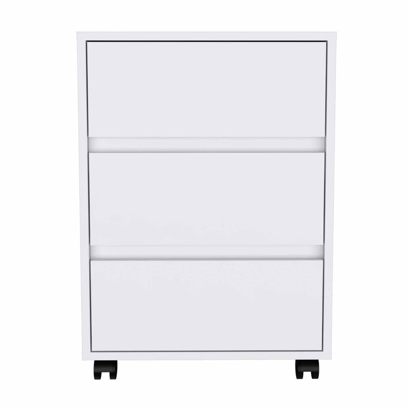 18" Wood Accent Cabinet With Three Drawers - White