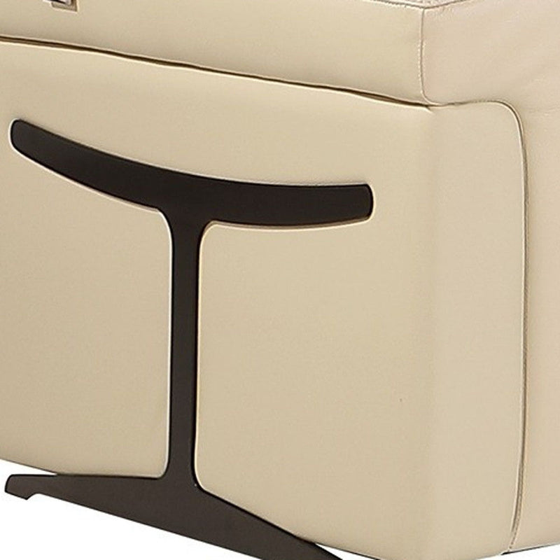 Italian Leather Modular L Shaped Seven Piece Corner Sectional With Console - Beige