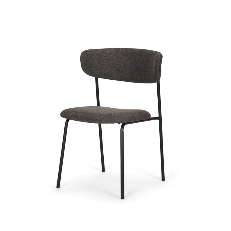 Upholstered Fabric Metal Open Back Dining Side Chair - Black