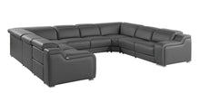 Load image into Gallery viewer, Leather Power Reclining U-Shaped Eight Piece Corner Sectional With Console - Dark Gray
