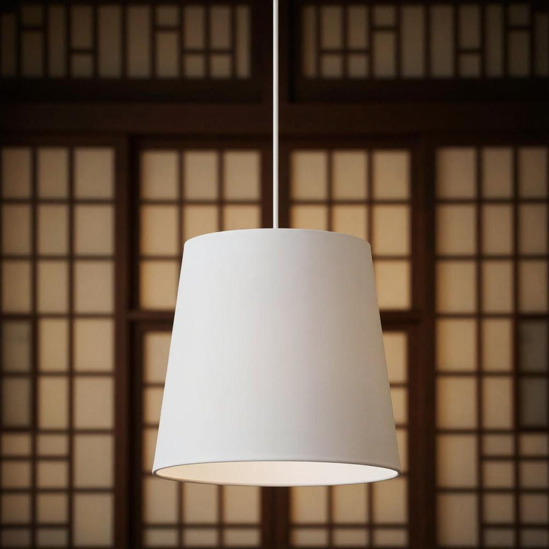 Drum Textile Chandelier With Shades - White