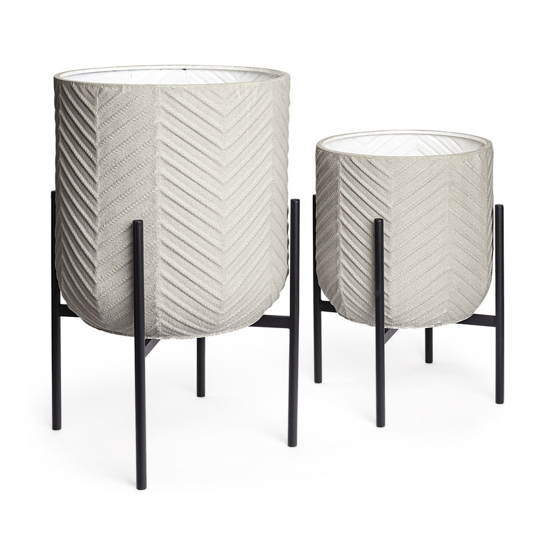 Round Pot Planters (Set of 2) (609416) - Black