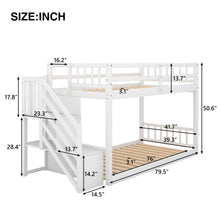 Load image into Gallery viewer, Twin Over Twin Floor Bunk Bed, Ladder With Storage
