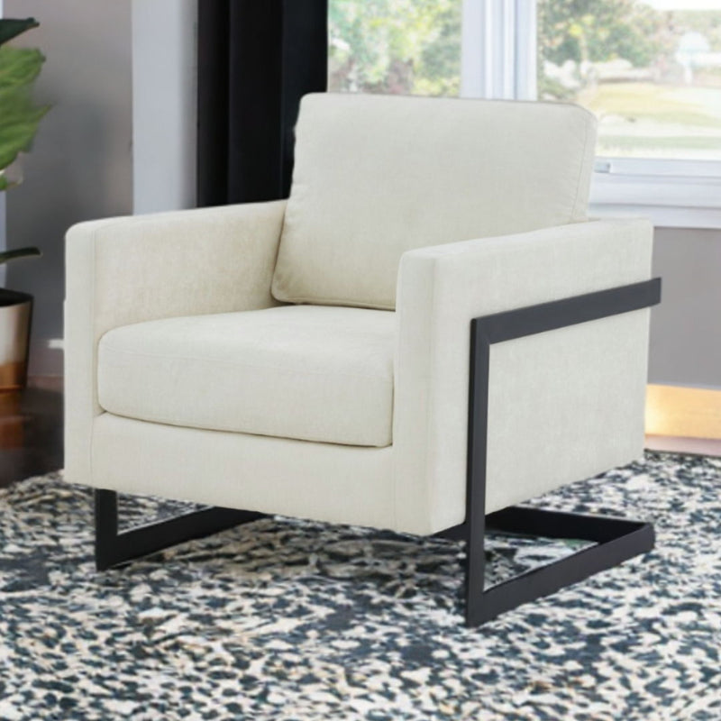 Fabric Club Chair - Cream And Black