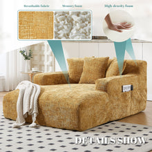 Load image into Gallery viewer, Chenille Interior Lazy Sofa Chaise Longue Armchair With 3 Pillows And Armrests
