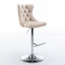 Load image into Gallery viewer, Swivel Barstools Adjusatble Seat Height From 25-33", Modern Upholstered Base Bar Stools With Backs Comfortable Tufted For Home Pub And Kitchen Island (Set of 2)
