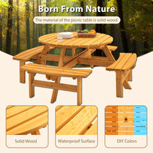 Load image into Gallery viewer, 8 Person Wooden Picnic Table, Outdoor Camping Dining Table With Seat, Garden, Diy With 4 Built-In Benches, 2220Lb Capacity
