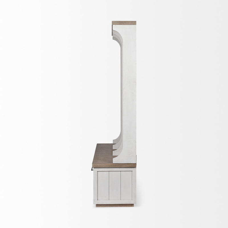 Solid Wood Six Hook Freestanding Coat Rack - White