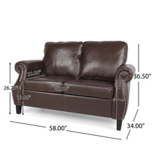 Load image into Gallery viewer, Contemporary Loveseat With Nailhead Trim - Dark Brown
