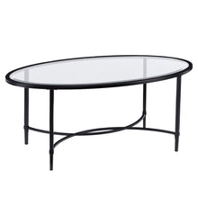 Load image into Gallery viewer, Glass And Metal Oval Coffee Table - Clear / Black
