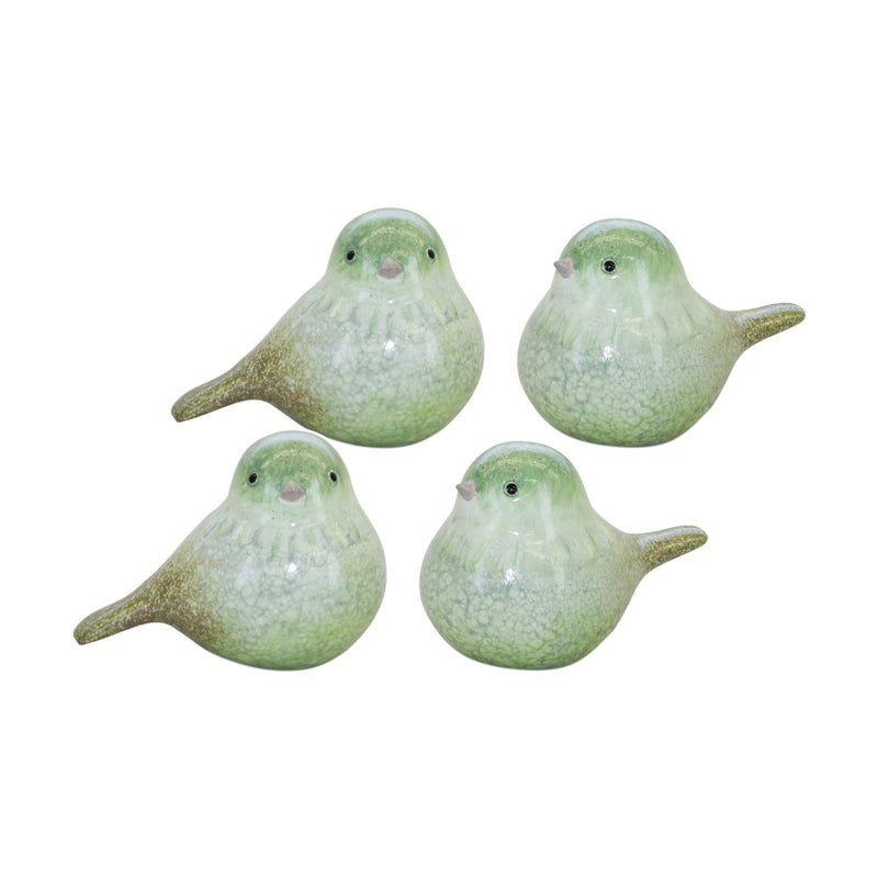Bird Figurine Tabletop Sculpture (Set of 4) - Green