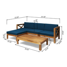 Load image into Gallery viewer, Radiat 5 Piece Outdoor L Shaped Sof Set With Coffee Table And Water Resistant Cushions - Teak
