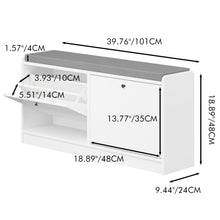Load image into Gallery viewer, Shoe Storage Bench With Cushion, Entryway Organizer Cabinet For Hallway - White
