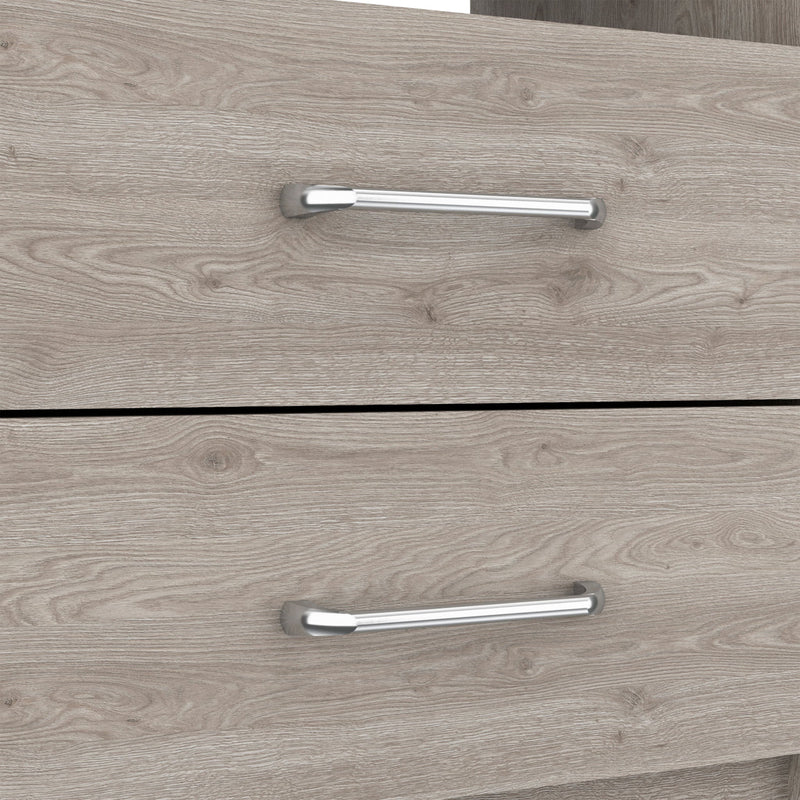 16" x 12.9" x 19.9" Two Drawer Faux Wood Nightstand - Gray