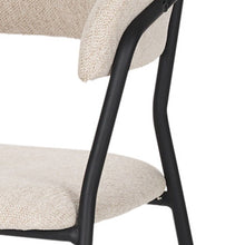 Load image into Gallery viewer, Upholstered Fabric Metal Open Back Dining Arm Chair - Light Gray
