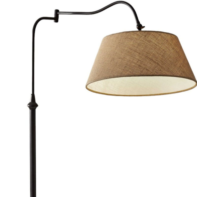 Arched Floor Lamp With Brown Empire Shade - Bronze