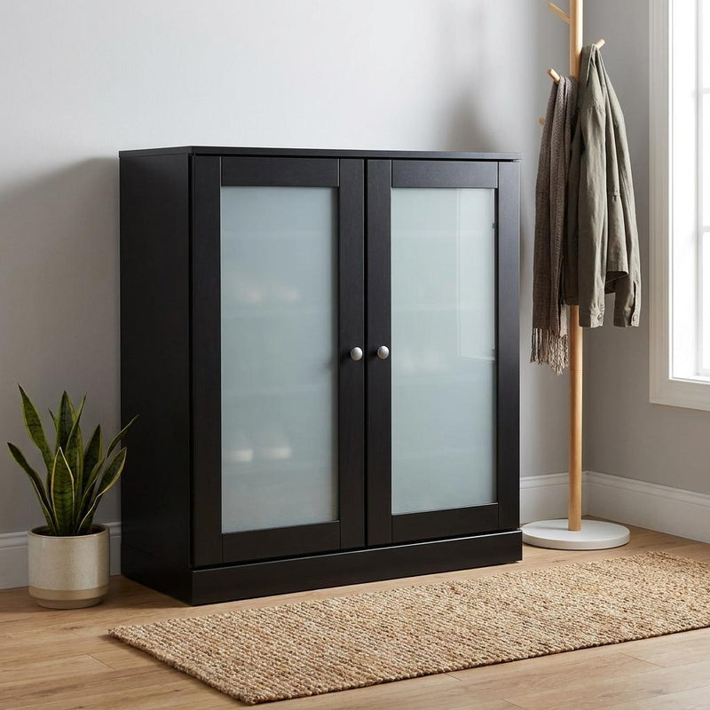 Twenty Pair Solid Woodshoe Storage Cabinet (752376) - Black