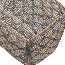 Load image into Gallery viewer, Jute Cube Trellis Pouf Ottoman - Natural Gray And Taupe
